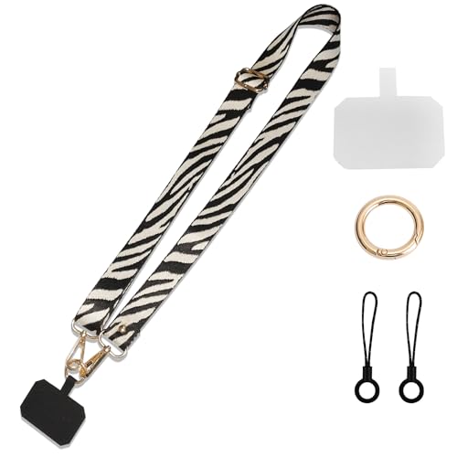 PHULWEL Cadena para teléfono móvil universal antirrobo con bandolera ajustable para smartphones, correa para colgar el teléfono para hombres y mujeres, correa para el cuello del teléfono móvil (Negro+