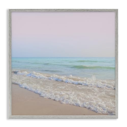 Aesthetic Beach Pastel Foamy Waves, 12 x 12 Inch Framed Giclée Print