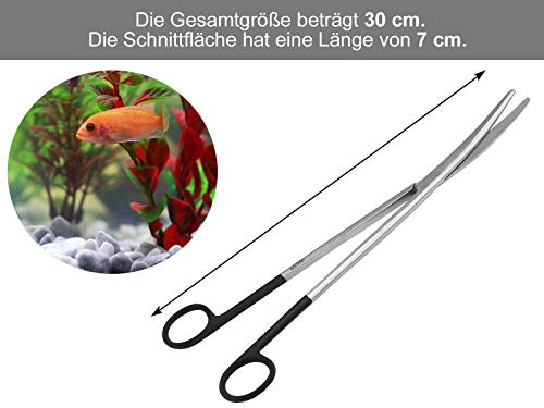 Aquarium-Terrarium-Schere- Pflanzenschere - 30 cm - Gebogen - Mikroverzahnung