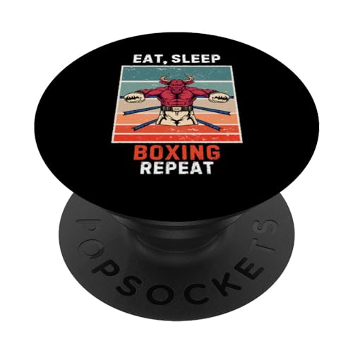Retro Bull Eat, Sleep Boxing Repeat Vintage Grunge Boxing PopSockets Swappable PopGrip