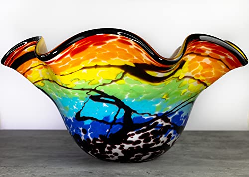 Badash Allura Murano-Style Art Glass Decorative Bowl - 15\" Mouth-Blown Glass Wavy Centerpiece Bowl - Home Decor Accent - Thumbnail 5