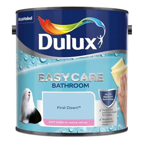 First Dawn Dulux Easycare Bathroom Soft Sheen Paint 2.5L – Moisture & Steam Resistant, Mould Protection, Washable Durable Finish for Bathroom Walls & Ceilings