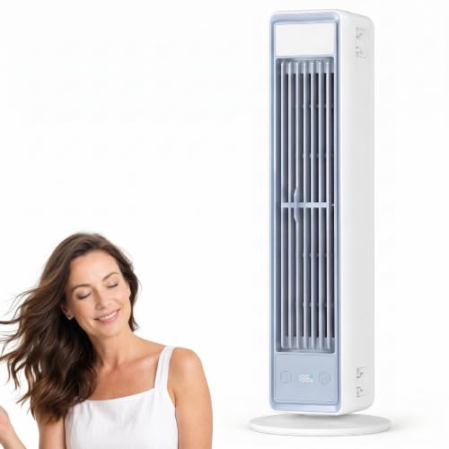 Portable Air Conditioning Unit Breezamax Bladeless Tower Fan with Remote Control 3 Speeds Quiet Cooling Fan Energy Efficient Personal Air Cooler for Home Bedroom Office