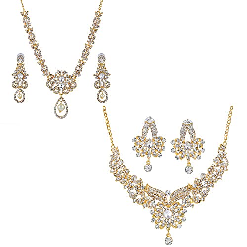 Gehena By Estele Valentine Gifts For Girlfriend/Wife Gold Plated Lavish Designer Necklace Sets With Austrian Crystals For Women (Combo Of 2) (B098DFVRNS) Amazon Price History, Amazon Price Tracker