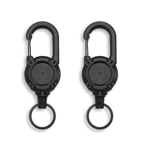 Diffaxy - Llavero retráctil resistente con cordón de acero retráctil de 60 cm, llavero extensible para titular de tarjetas, titular de identificación