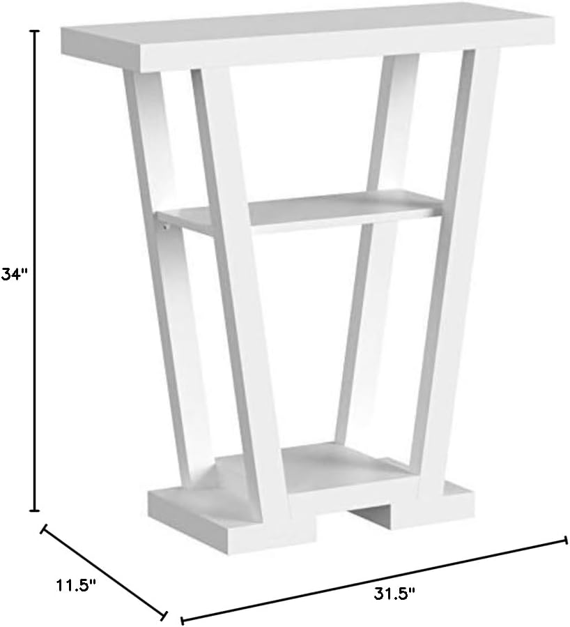 Convenience Concepts Newport V Console Table 31.5" - Modern Sofa Table with Storage Shelves, Narrow Entryway Hall Table for Living Room, Display Accent Table, White