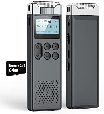 80GB Digital Voice Activated Recorder with Playback - Audio Voice Recorder for Lectures Meetings, Recording Device Dictaphone Sound Tape Recorder with Password & Card Reader