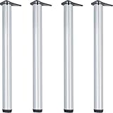 Gedotec Möbelfüße Chrom Tischbeine höhenverstellbar Tischfüße Metall - H1712 | Höhe 710 mm | Ø 60 mm | Verstellfüße | 4er Set - Stützfüße für Küchen-Arbeitsplatten inkl. Befestigungsmaterial