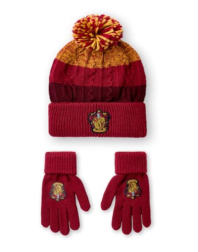 Image of Harry Potter Hat and Gloves Set Kids | Boys Girls Gryffindor Ravenclaw Slytherin Hufflepuff House Options