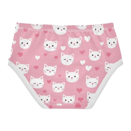 Wusikd White Cat Girls' Underwear Cotton Pink Hearts Girls Briefs Soft Toddler Underwear 2T2