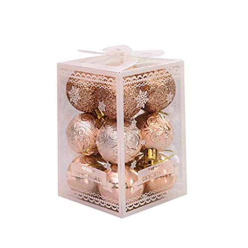 12 Stücke Weihnachtskugeln Kunststoff Set Christbaumschmuck Weihnachtsdeko Set Kunststoff Weihnachtsbaumkugeln Weihnachtsbaum Bälle mit Anhänger und Schlüsselband (Beige) Cover