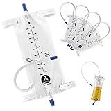 Leg Urinary Drainage Bag with 18' Tubing (5 Pack) Portable 1000ml Urine Bags for Men and Women, Bladder Supplies, Anti-Reflux Valve, Soft Comfort Straps, Non-Drip Closure - Stock Your Home
