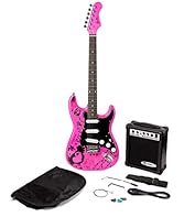 Jaxville Custom Series Pink Punk Guitar Classic design with cutaway and contoured body Pack includes 10W Practice amp with distortion Also includes gig bag, guitar strap, lead and picks Access to FREE on-line guitar lessons