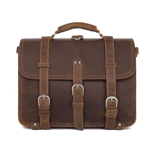 Porte-documents rétro en cuir pour ordinateur portable avec bandoulière élégante
