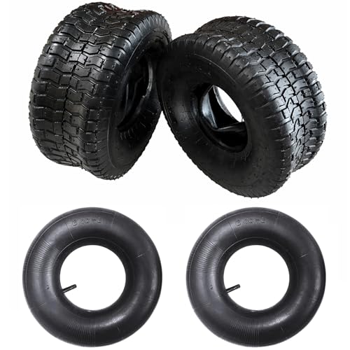 Vixzoid 15x6.00-6 2x Reifenmantel + 2xSchlauch mit Geradem Ventil 4PR Reifen Set für Aufsitzmäher & Rasentraktor