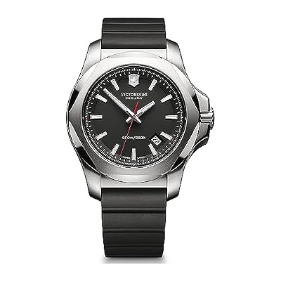 Victorinox Orologio Uomo I.N.O.X. Ø 43 mm, Swiss Made, Quarzo Analogico, Impermeabile fino a 200 m, Vetro Zaffiro, Cinturino in Caucciù, Nero