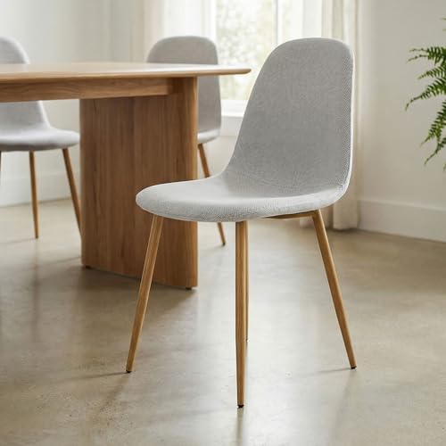 IDIMEX Lot de 4 chaises Punta de Salle à Manger, Assise en Tissu Gris Clair, Design Scandinave...