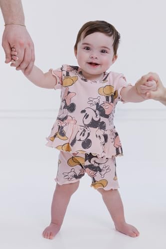 Image of Disney Girls' 2-Piece T-Shirt and Shorts Set for Baby & Kids | 2-Piece Coordinated Set, Comfortable Ribbed Knit, Easy Pull-On Elastic Waist, Soft Cotton Blend Fabric