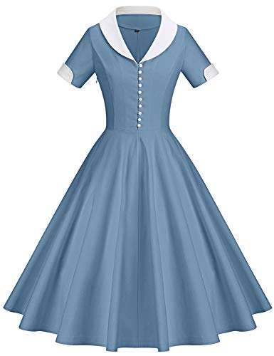 GownTown Womens 1950s Cape Collar Vintage Swing Stretchy Dresses Mintgreen