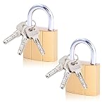 Small Padlocks with Keys, 2PCS Locker Padlocks Solid Brass 32mm Pad Lock Outdoor Mini Padlock for Gym Locker Suitcase Travelling Luggage
