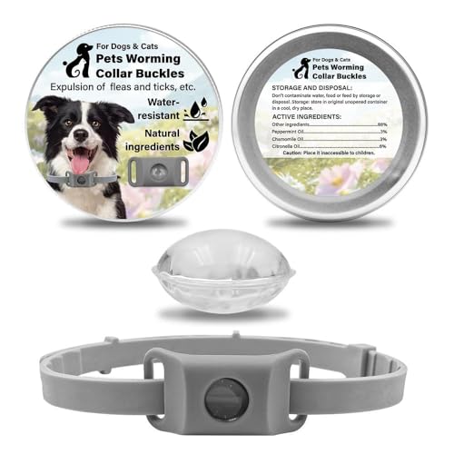 Collar Repelente de Insectos, Repelente de Pulgas para Perros, Collares Anticarrapatas para Perros, Antipulgas para Perros, Antipulgas Perros, Garrapatas y Mosquitos, 12 Meses Protección (Gris)