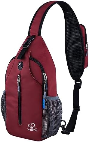 WATERFLY Sling Rucksack Sling Bag Schulterrucksack Umhängetasche | Verstellbarer Atmungsaktive Rucksackgurt, Wasserabweisend, Wandern Brust Rucksack, Herren Damen, Für Reisen, Wand