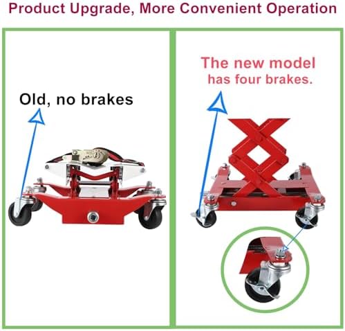 Garvee Transmission Jack 450 LBS Capacity: Low Profile Lift with 2M Safety Straps & 4 Brake Wheels, 7-23 Inch Range for Car & Truck Repair (Red) - 4