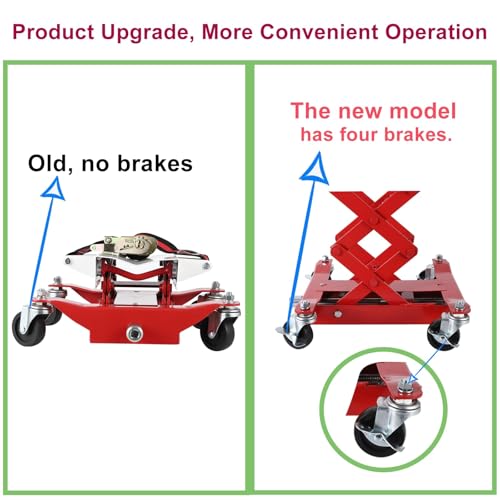 Image of Garvee Transmission Jack 450 LBS Capacity: Low Profile Lift with 2M Safety Straps & 4 Brake Wheels, 7-23 Inch Range for Car & Truck Repair (Red)