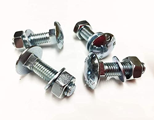 J&A Racing International M8 x 30 Silver Carriage Bolts Cup Square Bolts BZP 4.8 Complete with Full Nuts & Form A Washers DIN 603 Pack of 4