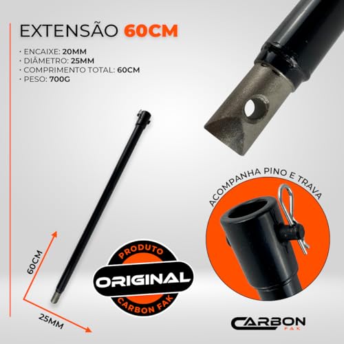 Perfurador de Solo a Gasolina 52cc 2,5HP com Brocas 80x10cm + 80x20cm + Extensão 60cm Carbon Fak