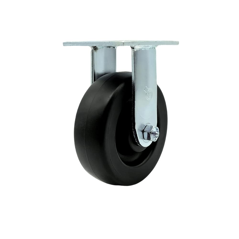 Stainless Steel Heavy Duty Rigid Top Plate Caster with 6 Inch Polyolefin Wheel and Ball Bearings - 700 lbs. Capacity/Caster - Service Caster Brand