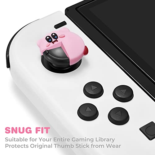 Switch Thumb Grips Joystick Caps Compatible With Nintendo Switch/Oled/Lite Kirby Controller, Palpow Cute Silicone Analog Stick Cover, 4Pcs - Pink Puffball #TOP2