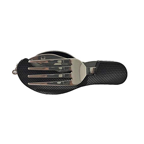 Canivete Talher Aço Inox Garfo Colher Faca Abridor Garrafa Camping A5007 (Verde)