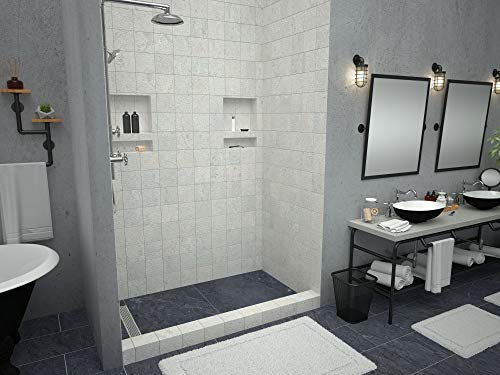Tile Redi Rt4260L-Pvc-Sqpc Shower Pan With Left Drain- Single Curb Shower Base, 2" Pvc Drain, And Grate Included, 60" Width X 42" Depth #TOP3