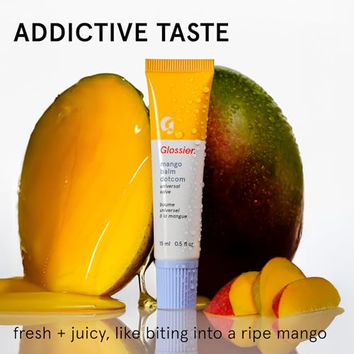 Image of Glossier Balm Dotcom Hydrating Tinted Lip Balm - Universal Salve, Up to 12Hr Moisture for Dry Lips, Cuticles & Skin - Lanolin, Beeswax & Castor Oil - Mango, Tropical Peach Tint, 15ml