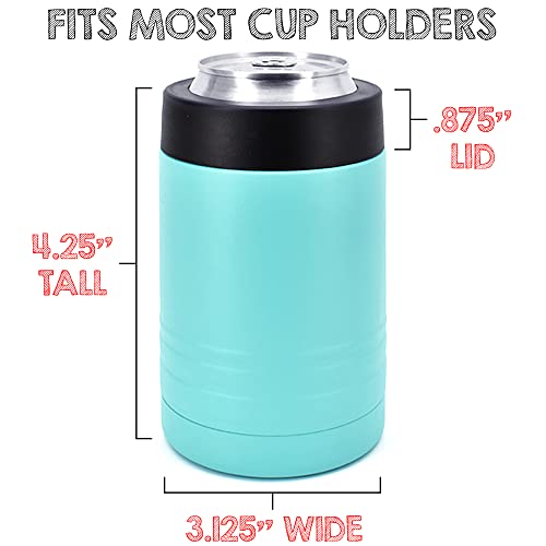 Clear Water Home Goods 4-In-1 Stainless Steel 12 Oz Double Wall Vacuum Insulated Can Or Bottle Cooler Keeps Beverage Cold For Hours - Also Fits 16 Oz Cans - Powder Coated Teal #TOP4