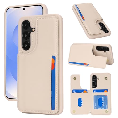 Étui portefeuille Samsung S25 beige chic idéal pour sécuriser vos cartes lors de vos sorties