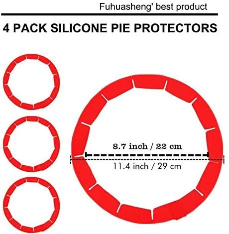 Pie Crust Shield,Silicon Pie Crust Shield,Pie Crust Shield,Pie Crust Protector Shield for Baking Pie Fit 8 Inch to 11.4 Inch Diameter Pies (4 Pieces, Red) - Thumbnail 2