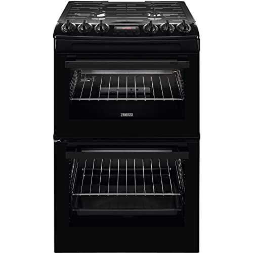 Zanussi 55cm Double Oven Gas Cooker with Catalytic Liners - Black