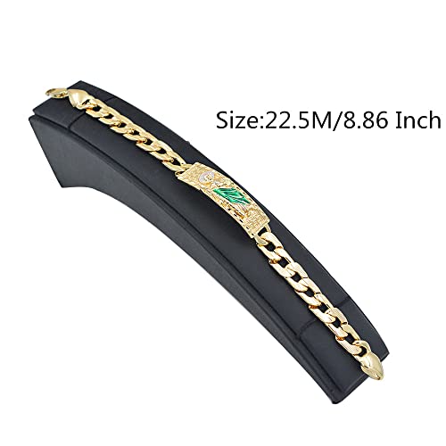 Giffor Cuban Chain ID Bracelets for Men Women,18K Gold Plated Saint Jude Bracelet San Judas Chains,Nickel-Free, Hypoallergenic Jewelry, 8.86"3