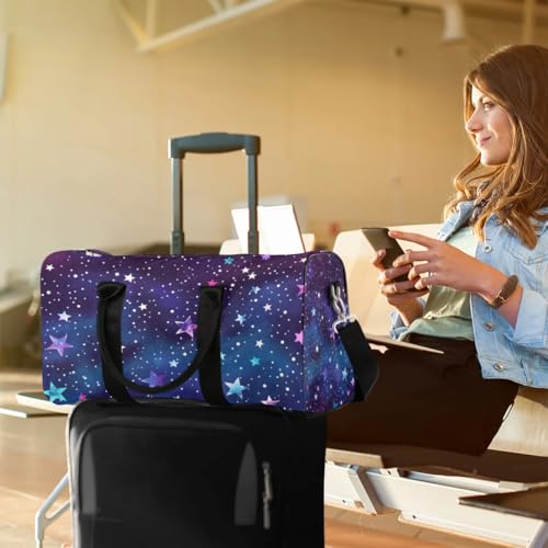 Starry Shining Star Travel Duffel bag for Men Women Weekender Overnight Bag Gym Bag Carry On Luggage Bags for Yoga Workout Sports 7