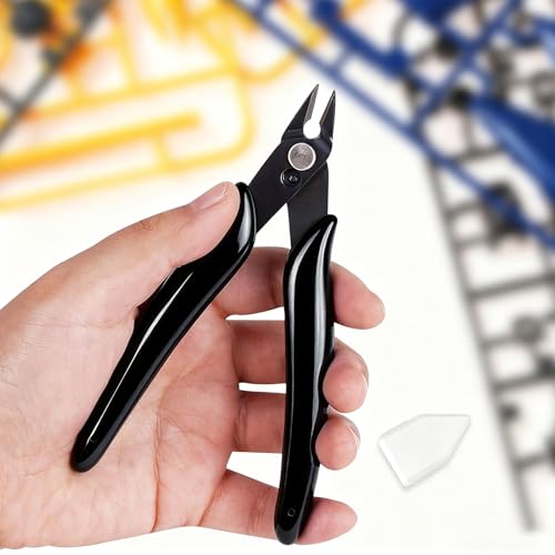 Image of Micro Wire Cutter 5-inch,Precision Flush Cut Nippers,Small Side Cutting Pliers for Jewelry,Electronics,3D Printing,Plastic Models,Black