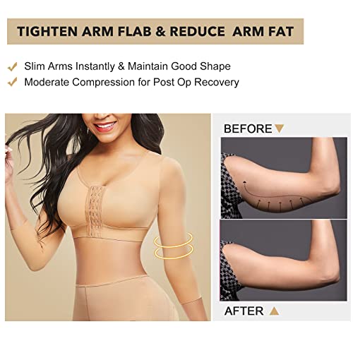 FeelinGirl Arm Shaper for Women Post Surgery Arm Lipo Compression Sleeves Slimming Arm Faja Front Closure Shapewear Bra - Image 5