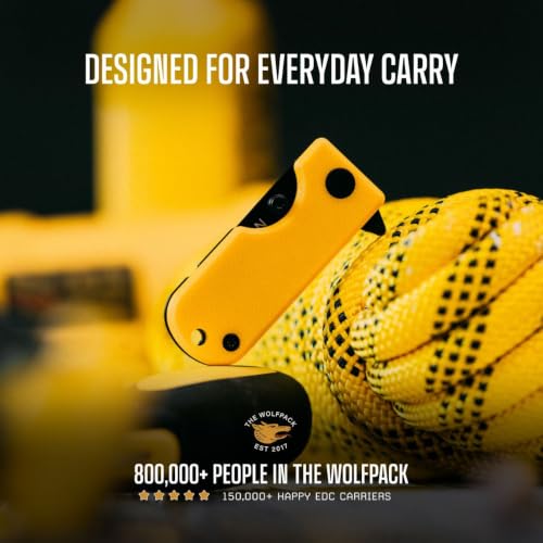 Image of WESN Microblade Premium Folding Pocket Knife - 1.5 inch D2 Steel Blade, Compact EDC Knife with G10 Handle, Manual Thumb Stud, Deep Carry Clip - Lightweight Everyday Carry (Titanium) (Blacked Out Mustard G10 X Titanium)