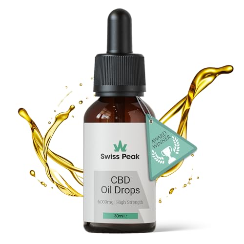 Swiss Peak 6000mg CBD Oil (Max Strength) Premium Quality Hemp Extract 30ml Bottle Natural Flavour Third-Party Tested Swiss Formulated | UK-Made Non-GMO THC-Free