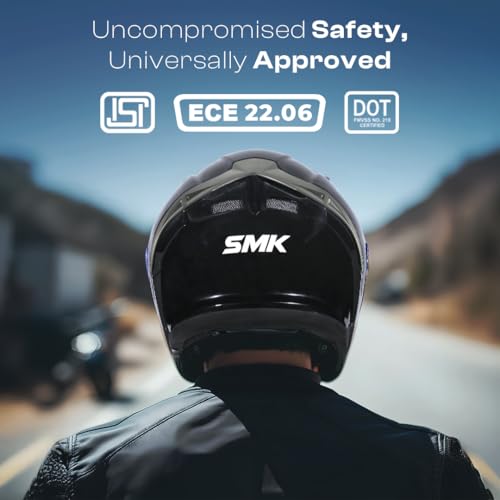 Image of SMK Typhoon Solid ISI, DOT and ECE 06 Certified Full Face Helmet with Pinlock and Dual Visor (GL200 - XL)