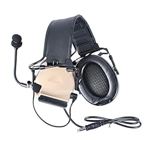 Fityle Tactische hoofdtelefoon, ruisonderdrukking, voor outdoorsporten, jacht, beige