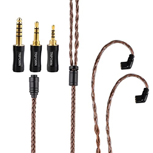 Image of Linsoul Tripowin Amber 32AWG OFC HiFi IEM Cable with Interchangeable 2.5mm /3.5mm /4.4mm Plug, PVC Sleeve Replacement Cable for Audiophile (Recessed 2pin)
