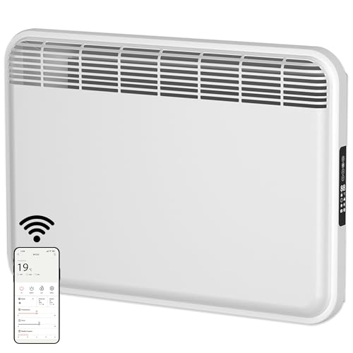 MYLEK WiFi Electric Panel Heater Radiator 1000W – Smart Wall Mounted or Freestanding Heater with App Control, Digital Thermostat, 24/7 Or Countdown Timer, Eco Mode, Lot 20 Compliant (1000W)