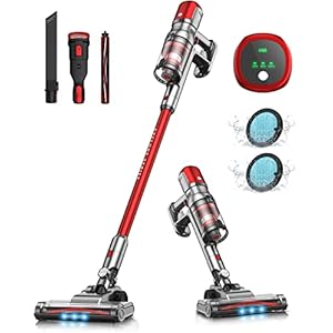 IAB Akku Staubsauger 27000Pa Kabelloser Staubsauger mit LCD-Anzeige bis zu 40 Min, 4 in 1 Handstaubsauger Akkusauger mit…